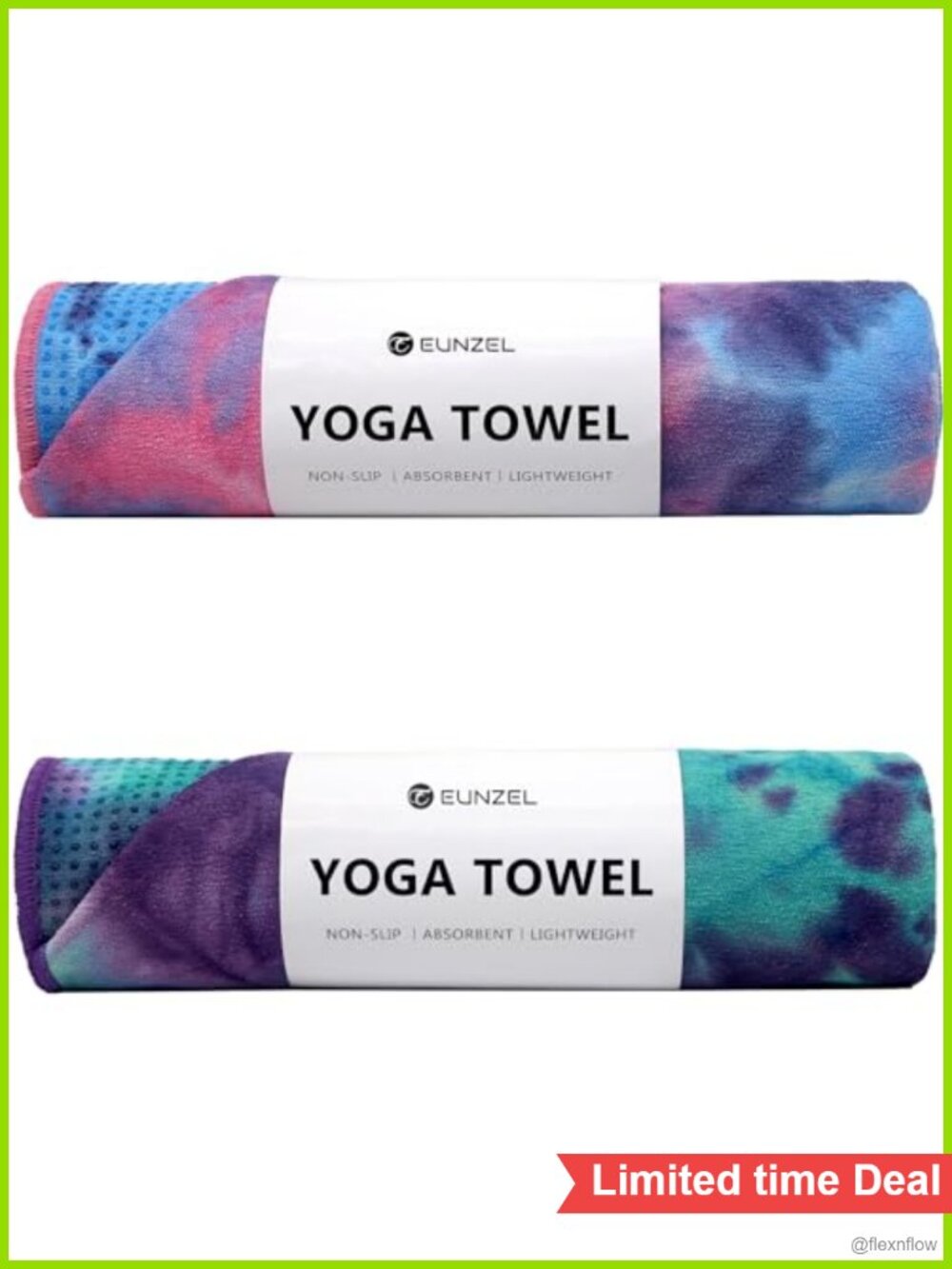 2 Pack Hot Yoga Towel with Grip Dot Non Slip Sweat Absorbent 72x24